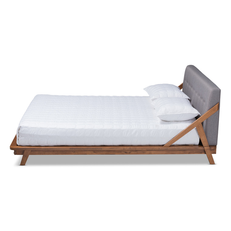 Tensa Mid-Century Modern Fabric Upholstered Wood Platform Bed