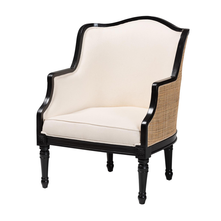 Zetteeli Traditional French Fabric Accent Chair | Beige/Black