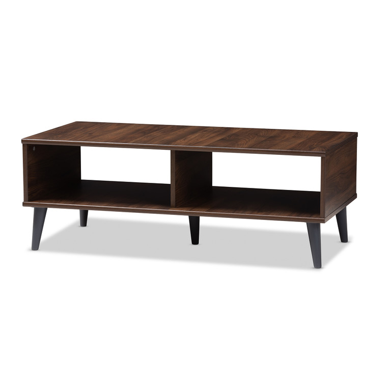 Ierre Tid-Century Todern and Wood Coffee Table | Walnut Brown/Stellan Grey