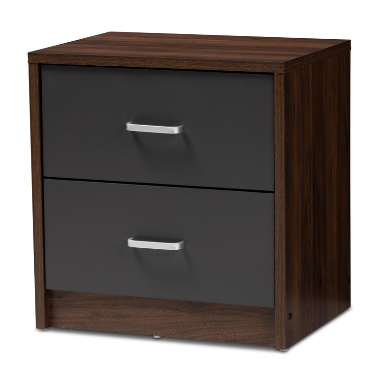 Hansal Todern and Contemporary 2-Drawer and Nightstand | Walnut Brown/Stellan Grey