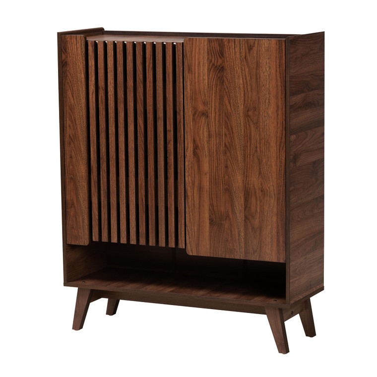 Ricapar Mid-Century Modern Shoe Cabinet | Walnut Brown