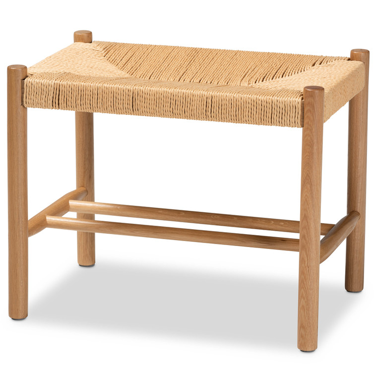 Auras Tid-Century Todern and Hemp Accent Bench | Natural/Oak Brown