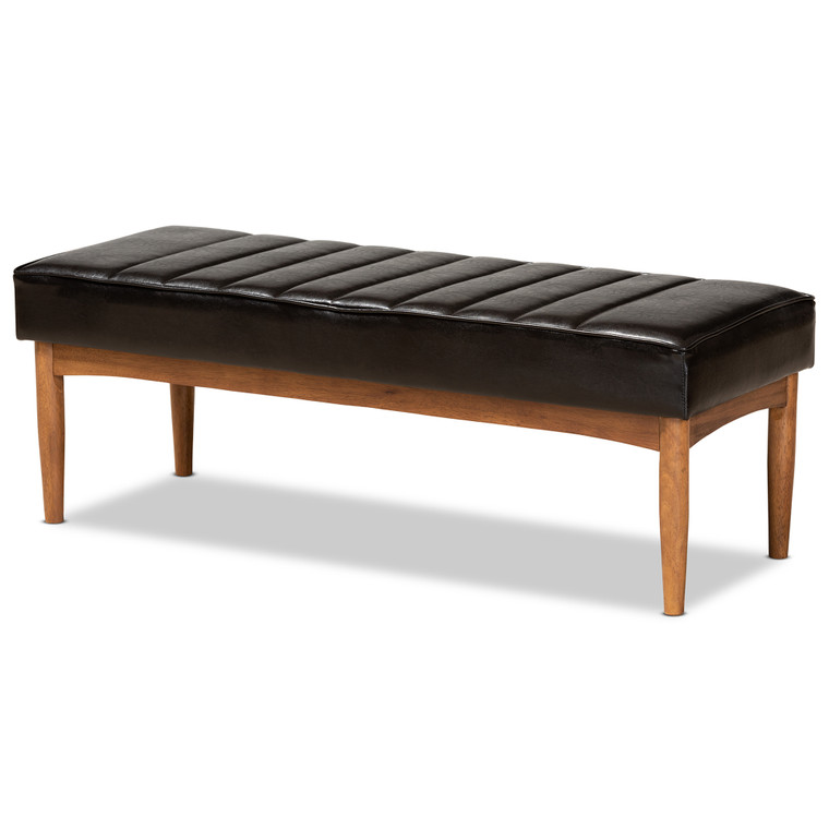 Jerrick Tid-Century Todern Faux Leather Upholstered Dining Bench