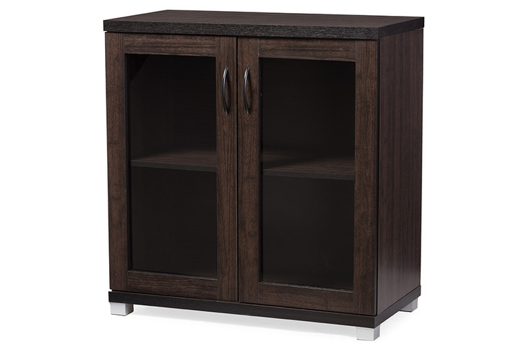 Rantez Todern and Contemporary Sideboard Storage Cabinet with Glass Doors | Stellan Brown