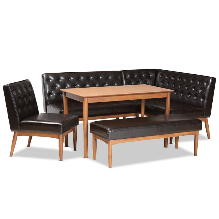 Darnori Mid-Century Modern Faux Leather Upholstered 5-Piece Dining Nook Set