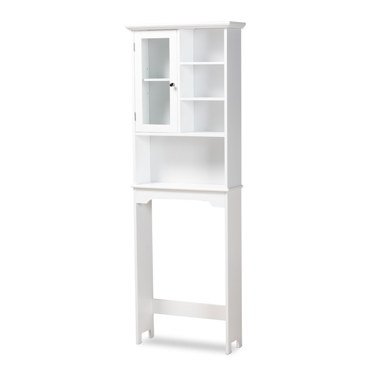 Findlay Modern and Contemporary Wood Over the Toilet Bathroom Storage Cabinet | White