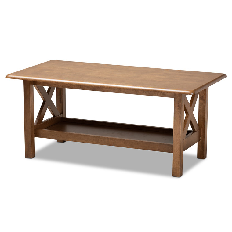 Seere Traditional Transitional Rectangular Wood Coffee Table | Brown