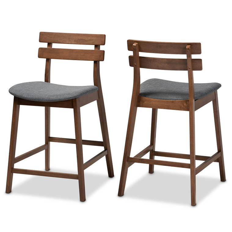 Narile Todern and Contemporary Fabric Upholstered 2-Piece Wood Counter Stool Set