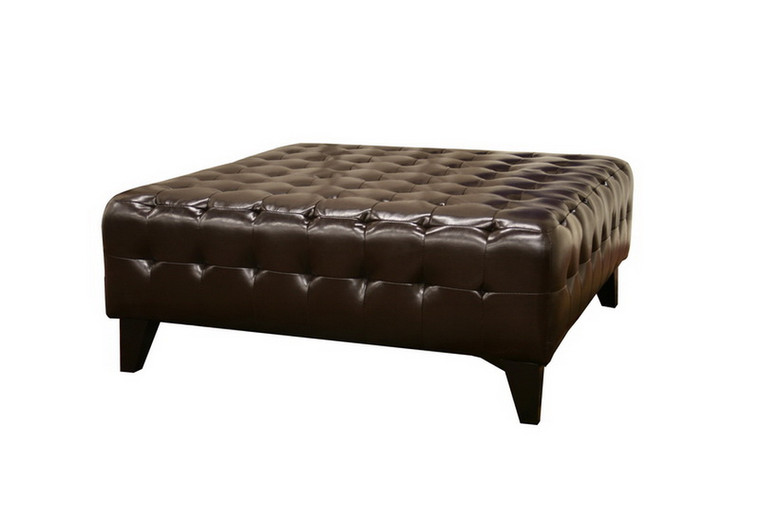 Emberlyp Bonded Leather Square Ottoman  | Stellan Brown