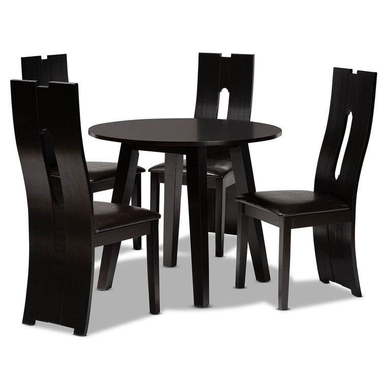 Nitor Todern and Contemporary Faux Leather Upholstered 5-Piece Dining Set | Stellan Brown/Nivan Brown
