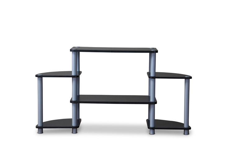 Bitora Blak and Silver 3-Tier TV Stand | Black/Silver