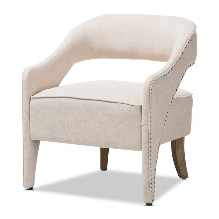 Aneflori Todern and Contemporary Fabric Upholstered Lounge Chair | Beige