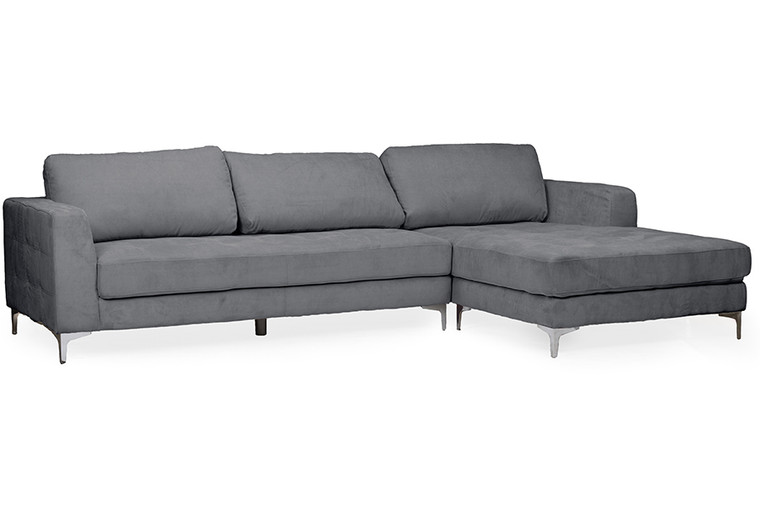 Wenag Contemporary Light Beige Microfiber Right Facing Sectional Sofa | Grey