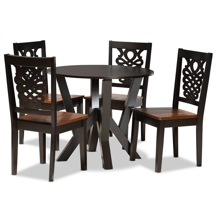 Dalav Todern and Contemporary Transitional Two-Tone 5-Piece Dining Set | Stellan Brown/Walnut Brown