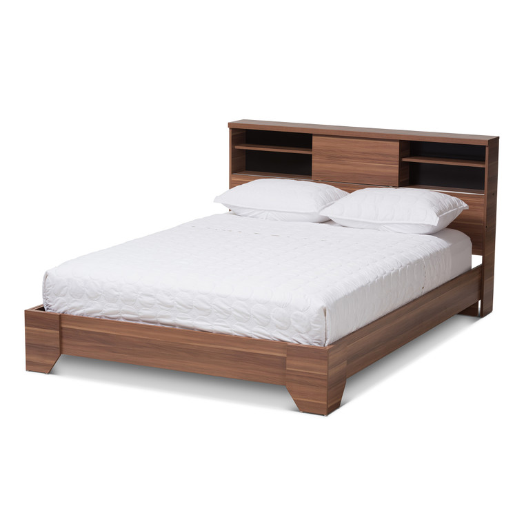 Andav Todern and Contemporary and Blak Wood Platform Bed | Black/"Walnut" Brown