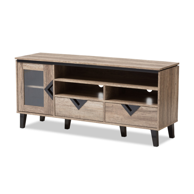 Quillon Todern and Contemporary Wood 55" TV Stand | Light Brown