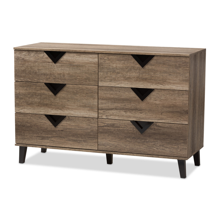 Selaw Modern and Contemporary Wood 6-Drawer Dresser | Light Brown