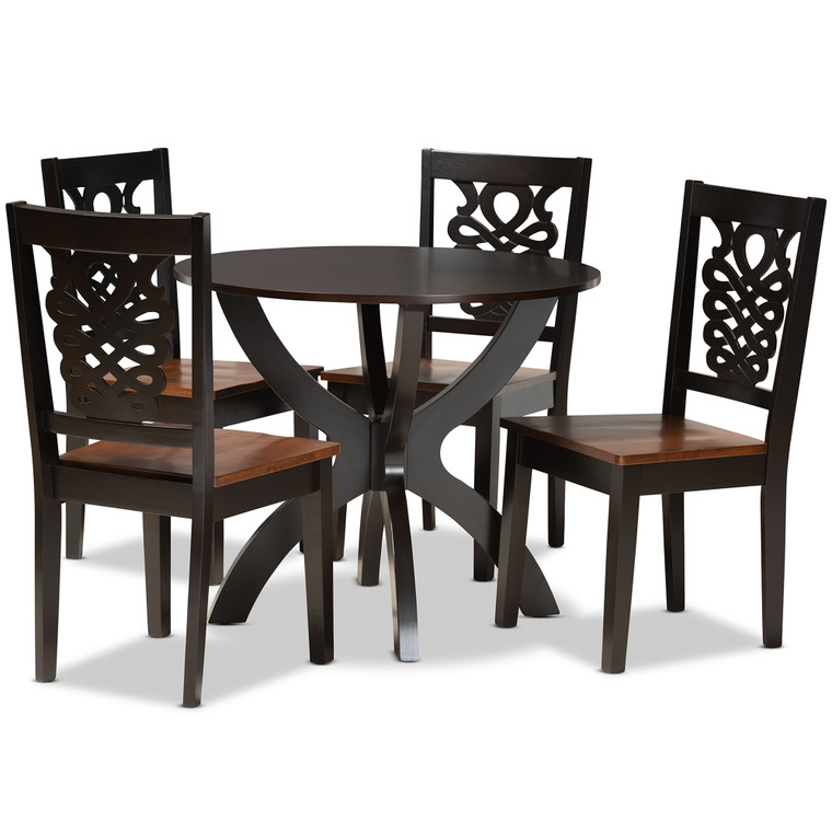 Andaw Todern and Contemporary Transitional Two-Tone 5-Piece Dining Set | Stellan Brown/Walnut Brown