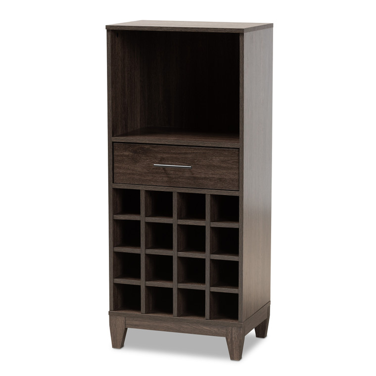 Nontret Todern and Contemporary Wood 1-Drawer Wine Storage Cabinet | Stellan Brown