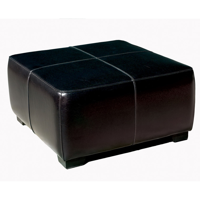 Faux Leather Square Ottoman Footstool  | Black