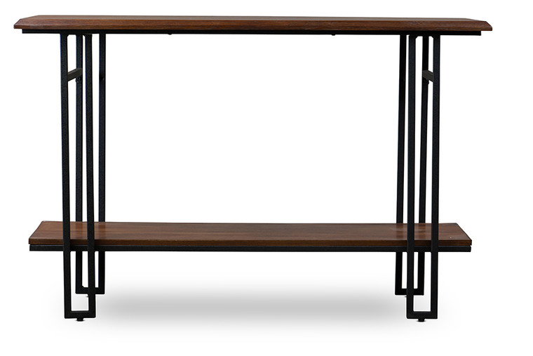 Newcasta Wood and Metal Console Table | Brown/Antique Bronze