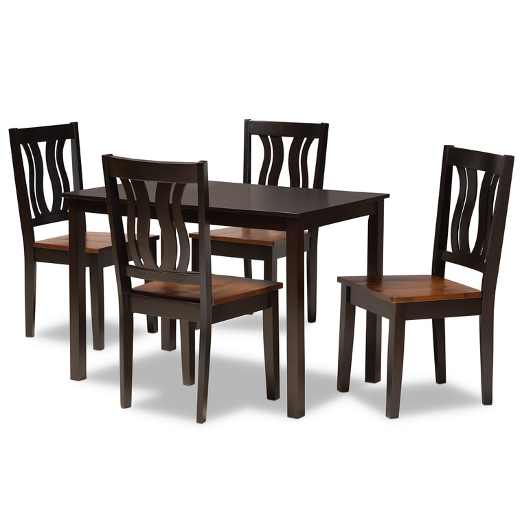 Ramiza Todern and Contemporary Transitional Two-Tone 5-Piece Dining Set | Stellan Brown/Walnut Brown