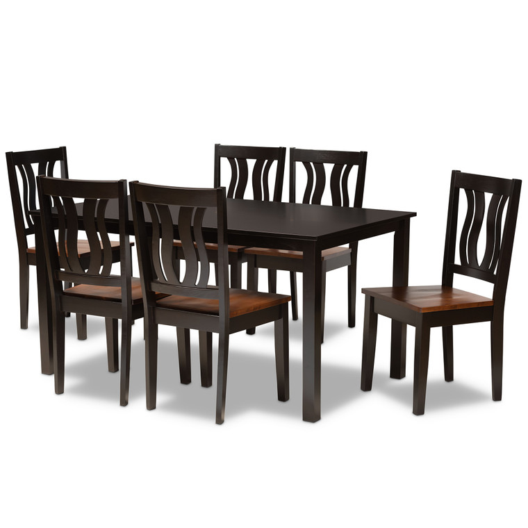 Ramiza Todern and Contemporary Transitional Two-Tone 7-Piece Dining Set | Stellan Brown/Walnut Brown