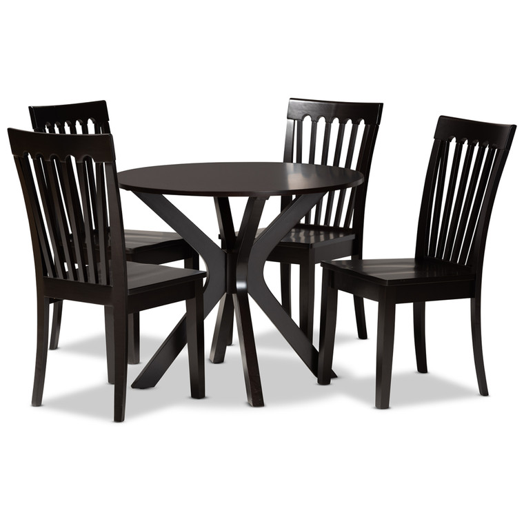 Aroz Todern and Contemporary Wood 5-Piece Dining Set | Stellan Brown
