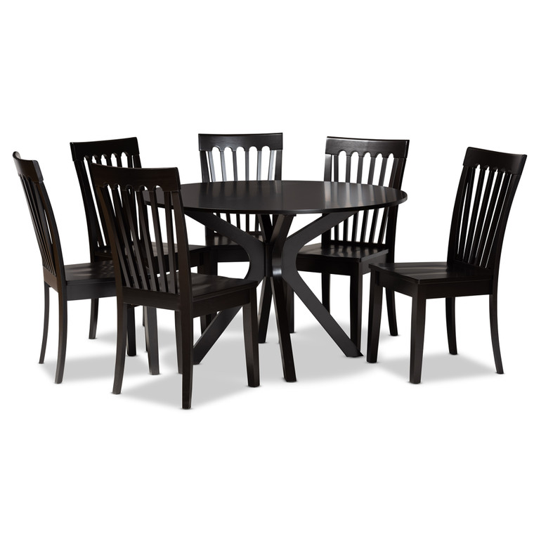 Aroz Todern and Contemporary Wood 7-Piece Dining Set | Stellan Brown