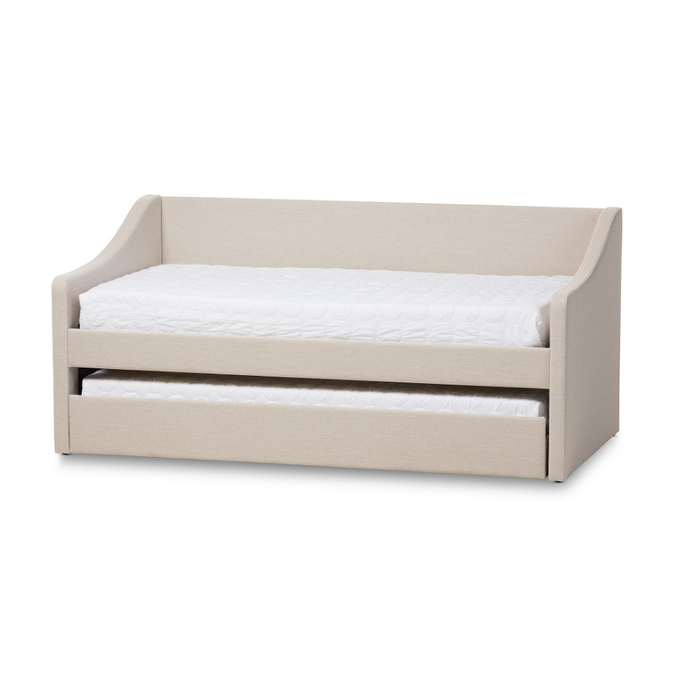 Stormnab Modern and Contemporary Fabric Upholstered Daybed with Guest Trundle Bed