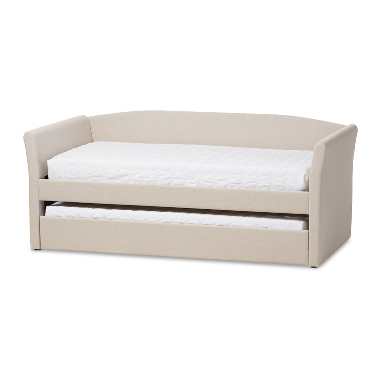 Inocam Modern and Contemporary Fabric Upholstered Daybed with Guest Trundle Bed