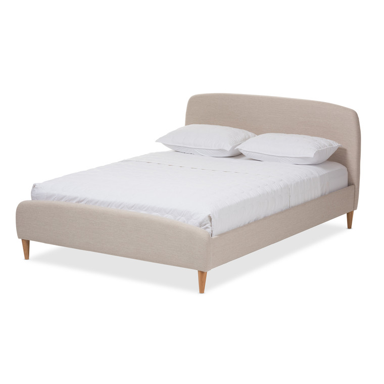 Aim Mid-Century Fabric Upholstered Platform Bed