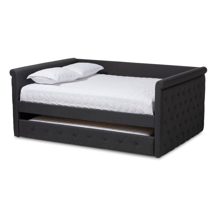 Calix Modern and Contemporary Fabric Upholstered Daybed with Trundle