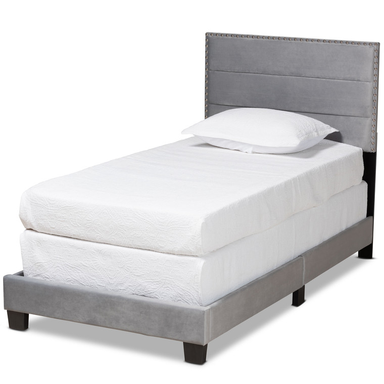 Ramit Todern and Contemporary Glam Velvet Fabric Upholstered Panel Bed