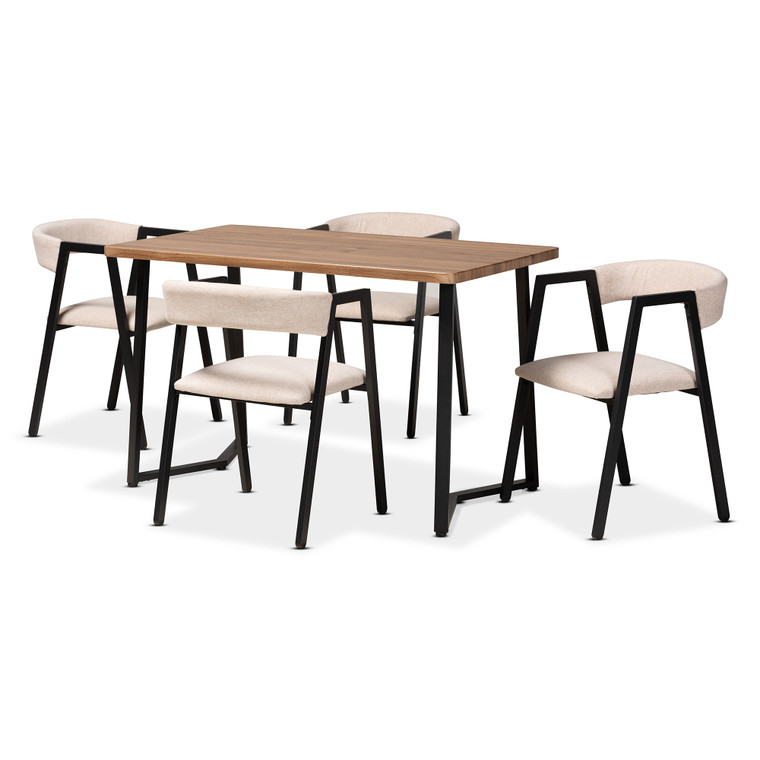 Moderna Modern and Contemporary Fabric Upholstered 5-Piece Dining Set