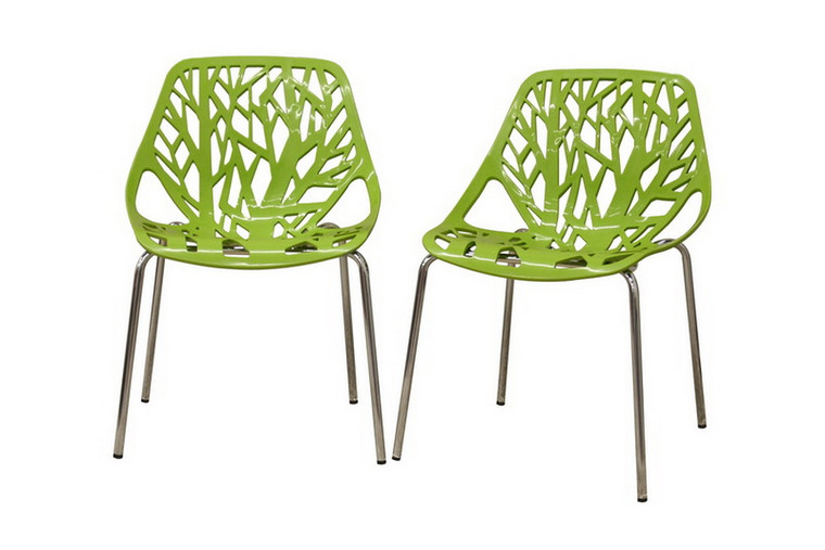 Modern Birch Sapling Finished Plastic Dining Chair | Set of 2