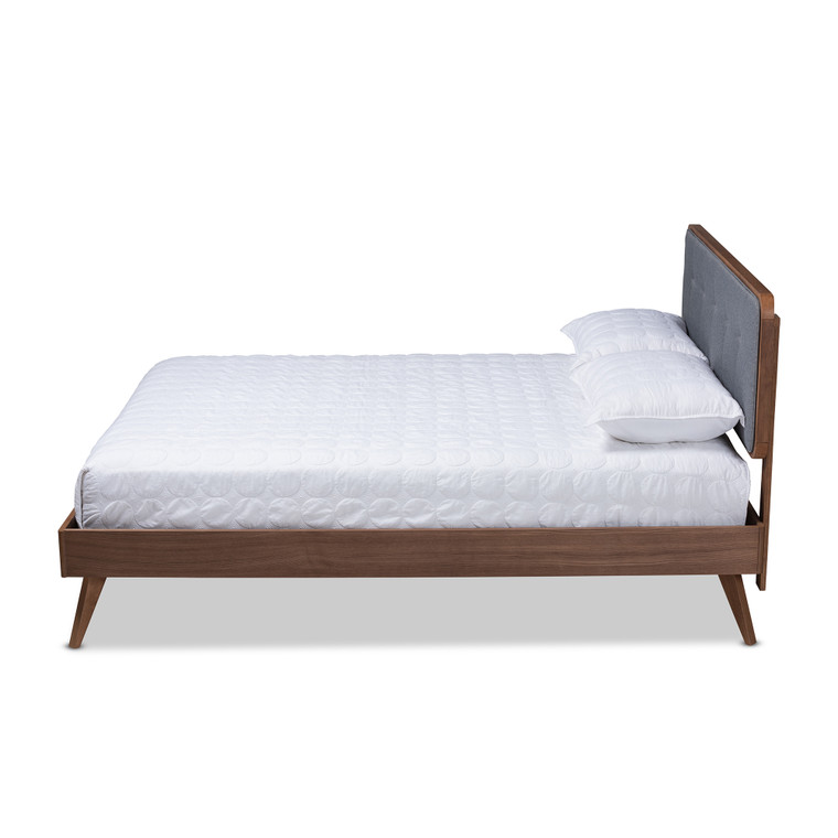 Radild Mid-Century Modern Fabric Upholstered Platform Bed