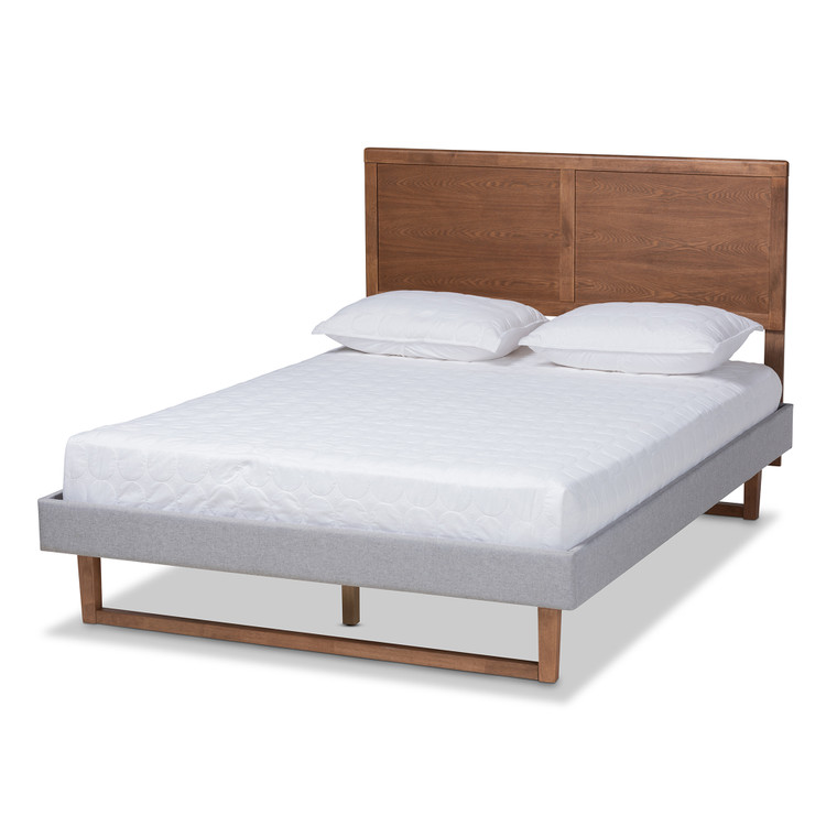Seiloe Rustic Modern Fabric Upholstered and Ash Platform Bed
