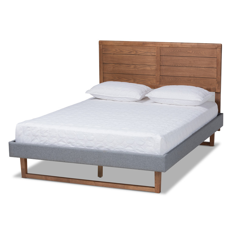 Aleirbag Rustic Modern Fabric Upholstered and Ash Platform Bed