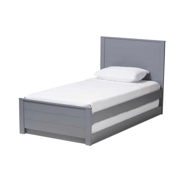Catarina Modern Classic Mission Style Twin Platform Bed with Trundle