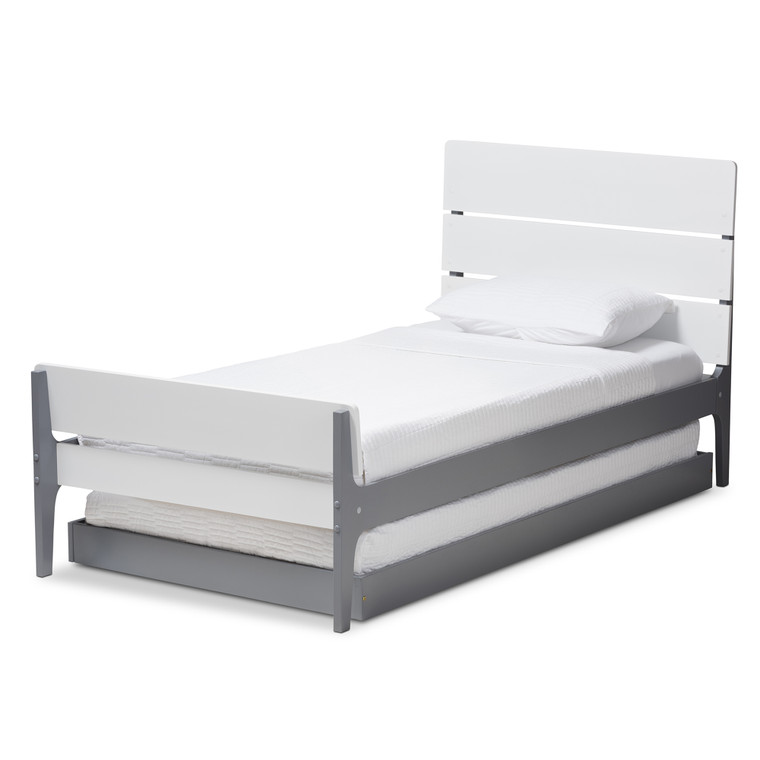 Nereia Modern Classic Mission Style Twin Platform Bed with Trundle