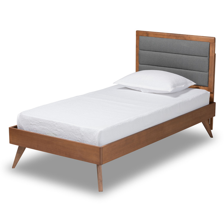 Kara Mid-Century Modern Fabric Upholstered Platform Bed