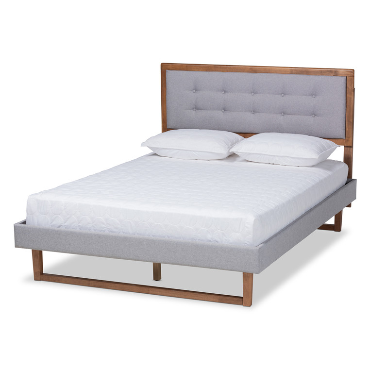 Serenity Modern Transitional Fabric Upholstered and Ash Platform Bed