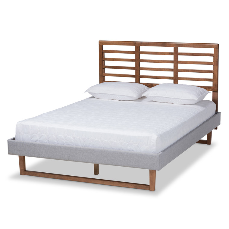 Cianul Modern and Contemporary Fabric Upholstered and Ash Platform Bed