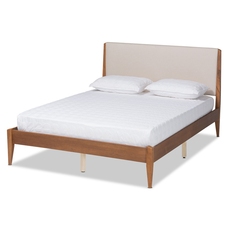 Leonie Mid-Century Modern Fabric Upholstered Platform Bed