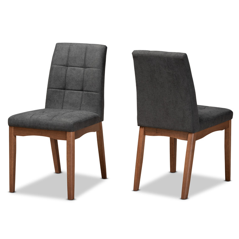 Arat Tid-Century Todern Transitional Fabric Upholstered 2-Piece Dining Chair Set