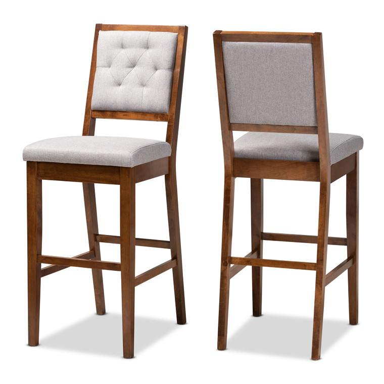 Deonig Todern and Contemporary Fabric Upholstered 2-Piece Bar Stool Set