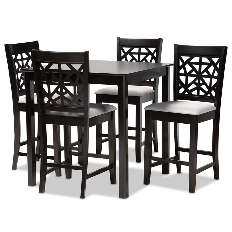 Devin Todern and Contemporary Fabric Upholstered and 5-Piece Pub Dining Set