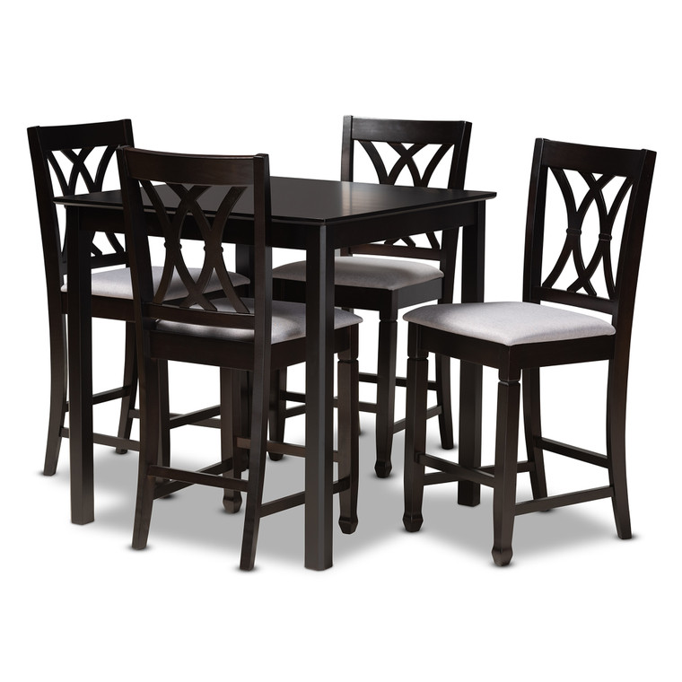 Eunare Todern and Contemporary Fabric Upholstered 5-Piece Wood Pub Set