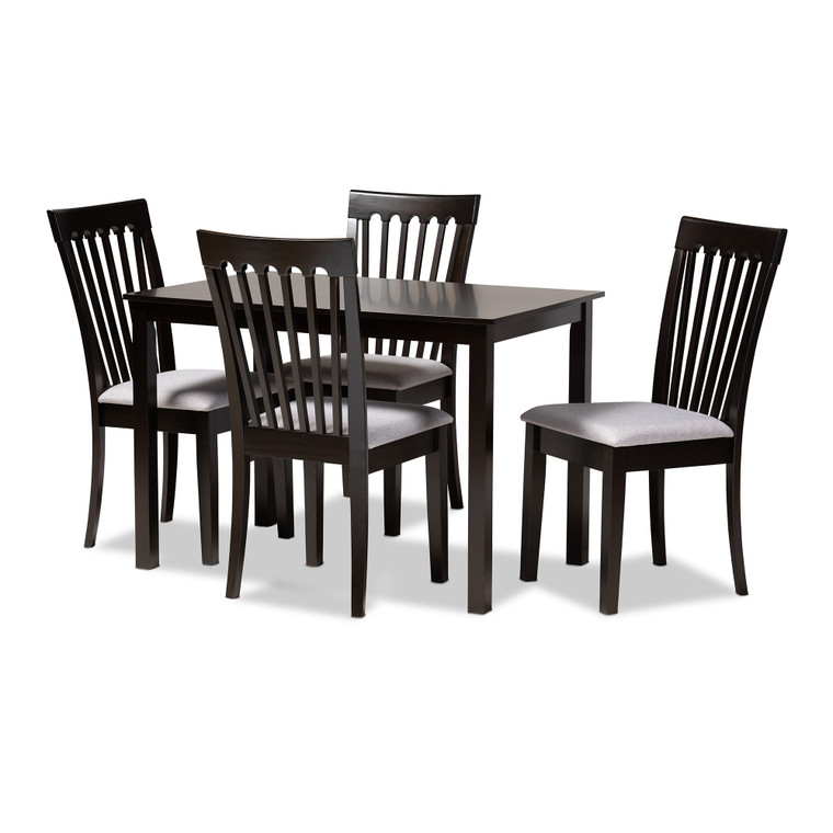 Tinette Modern and Contemporary Fabric Upholstered 5-Piece Dining Set